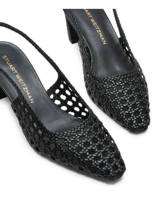 Stuart Weitzman Black Stassi Woven Slingback 50