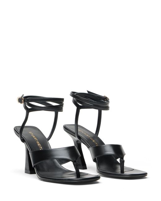 Stuart Weitzman Black Vinnie Wrap Thong 85