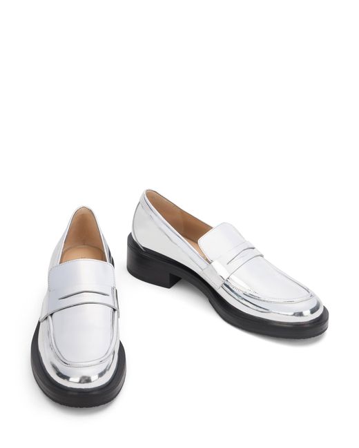 Stuart Weitzman White Leather Specchio Palmer Bold Loafers