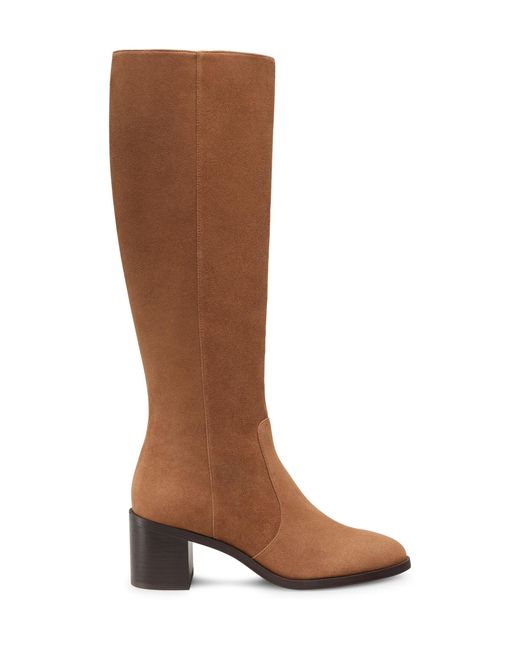 Stuart Weitzman Brown Esme Zip Boot, Boots And Booties, Khaki/Dark, Suede/Stacked