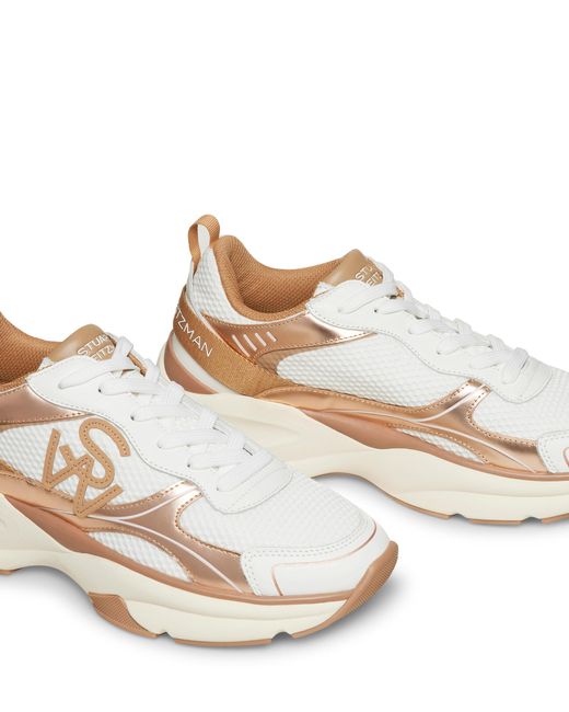 Stuart Weitzman Natural Breathable Mesh Leather Trainers