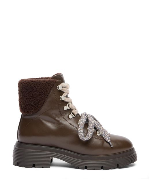 Stuart Weitzman Brown Hudson Lite Lace-Up Bootie