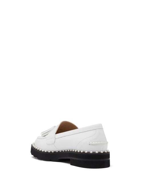 Stuart Weitzman White Mila Lift Pearl Loafer