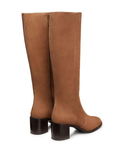 Stuart Weitzman Brown Esme Zip Boot, Boots And Booties, Khaki/Dark, Suede/Stacked