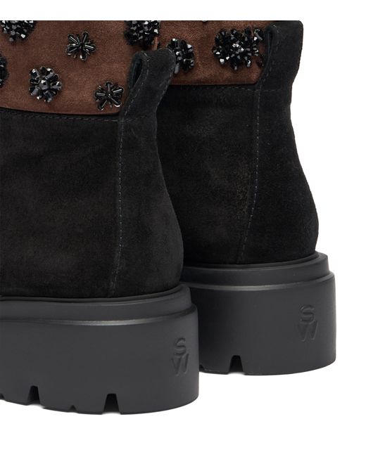 Stuart Weitzman Black Hudson Lace-Up Bootie