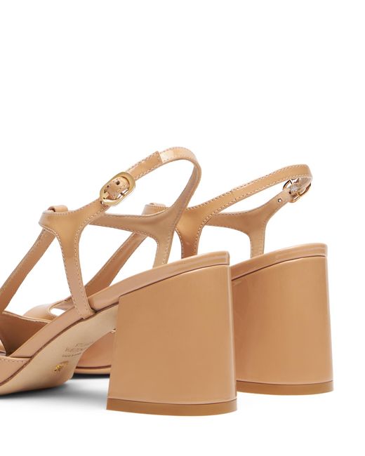 Stuart Weitzman Natural Flareblock T-Strap Sandal