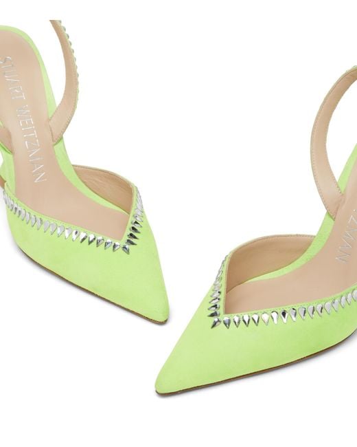 Stuart Weitzman Green Gemcut Xcurve 100 Slingback Pump