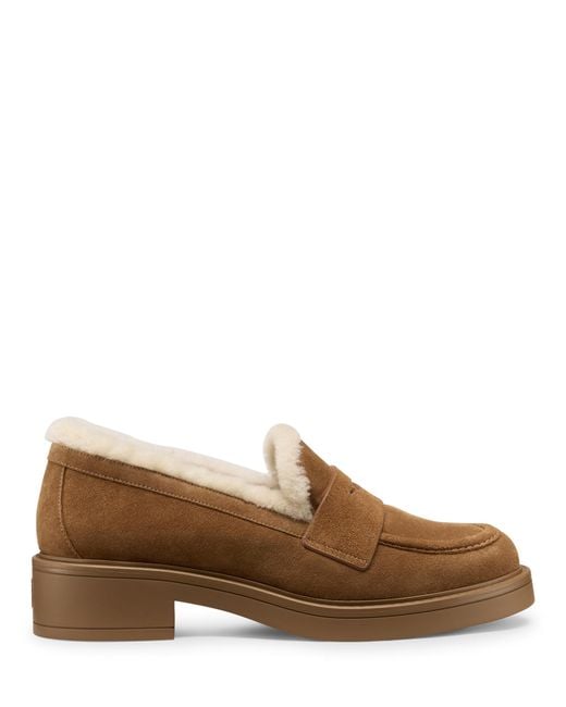 Stuart Weitzman Brown Celia Lite Shearling Loafer
