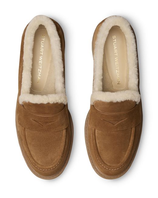 Stuart Weitzman Brown Celia Lite Shearling Loafer
