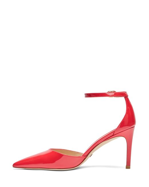 , STUART 85 STRAP PUMP, DÉCOLLETÉ, di Stuart Weitzman in Red