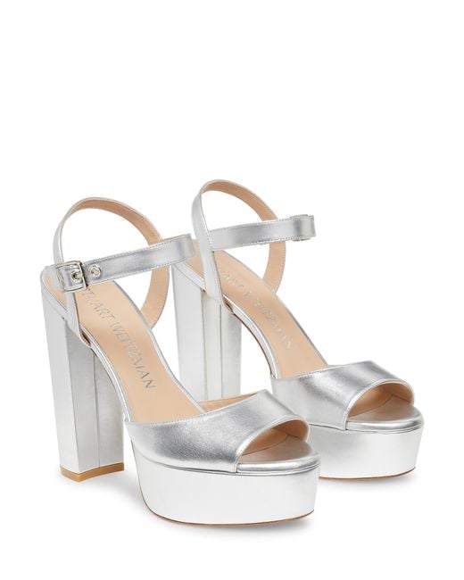 Stuart Weitzman White Ryder 95 Platform Sandal