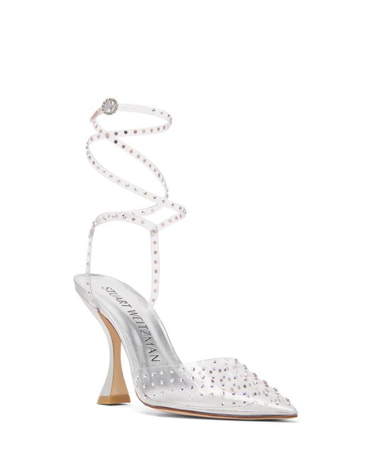 Stuart Weitzman White Glam Xcurve 100 Wrap Pump
