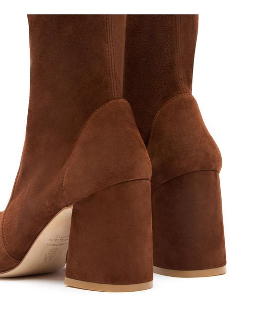 Stuart Weitzman Brown Flareblock 85 Stretch Bootie