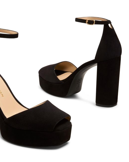 Stuart Weitzman Black Sabrina Ankle-Strap Platform
