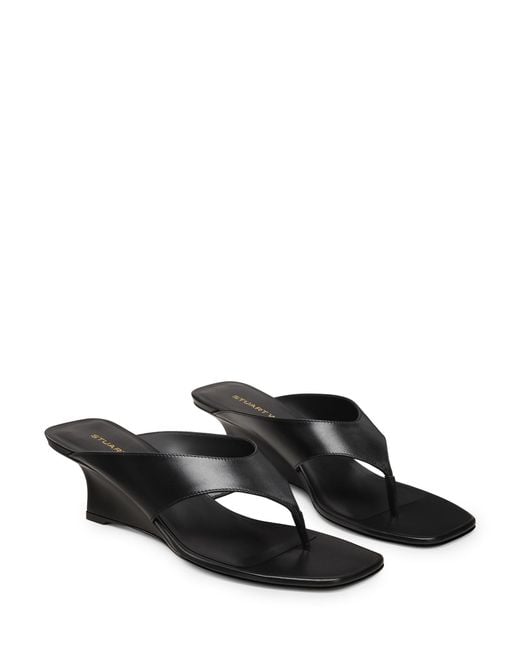 Stuart Weitzman Black Vinnie Wedge Thong 50