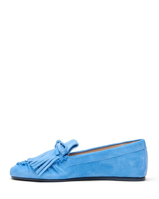 Stuart Weitzman Blue Britt Fringe Moccasin