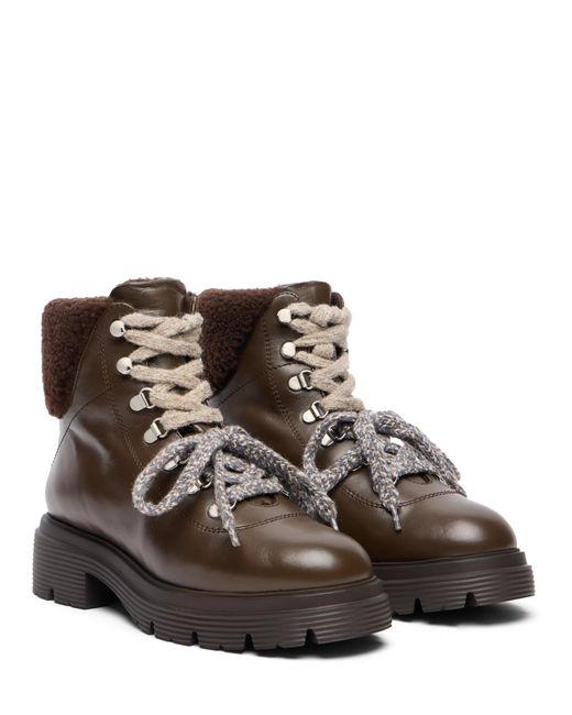 Stuart Weitzman Brown Hudson Lite Lace-Up Bootie