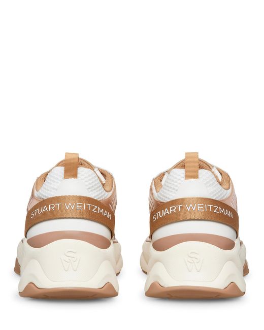 Stuart Weitzman Natural Breathable Mesh Leather Trainers