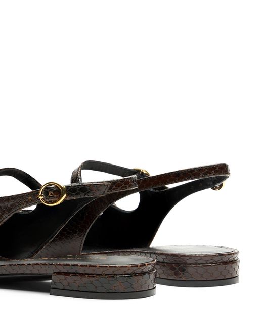 Stuart Weitzman Black Benni Mj Slingback, Loafer Und Flache Schuhe, , Mini Printed Python