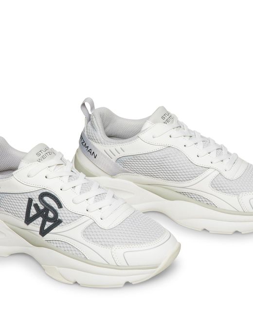 Stuart Weitzman White Sw Trainer, Sneakers, , Mesh/Calf Leather