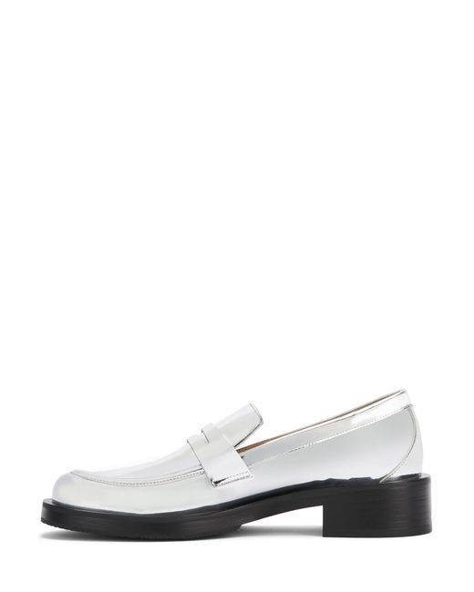 Stuart Weitzman White Leather Specchio Palmer Bold Loafers