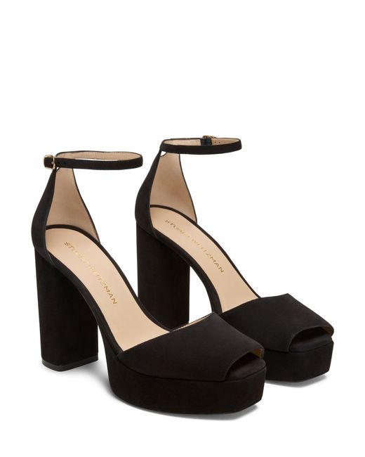Stuart Weitzman Black Sabrina Ankle-Strap Platform