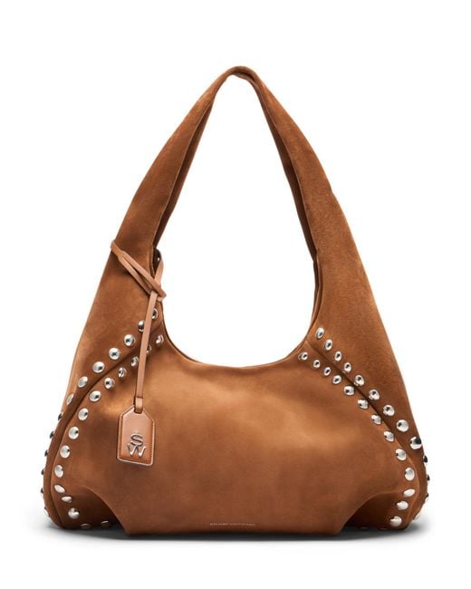 Stuart Weitzman Brown Moda Stud Hobo Bag