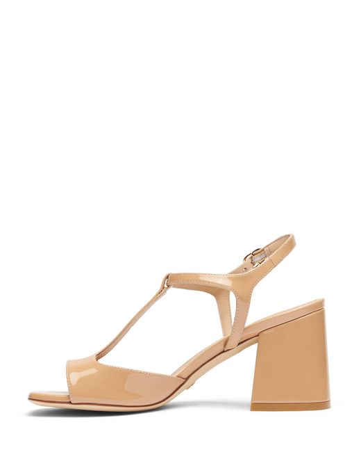 Stuart Weitzman Natural Flareblock T-Strap Sandal