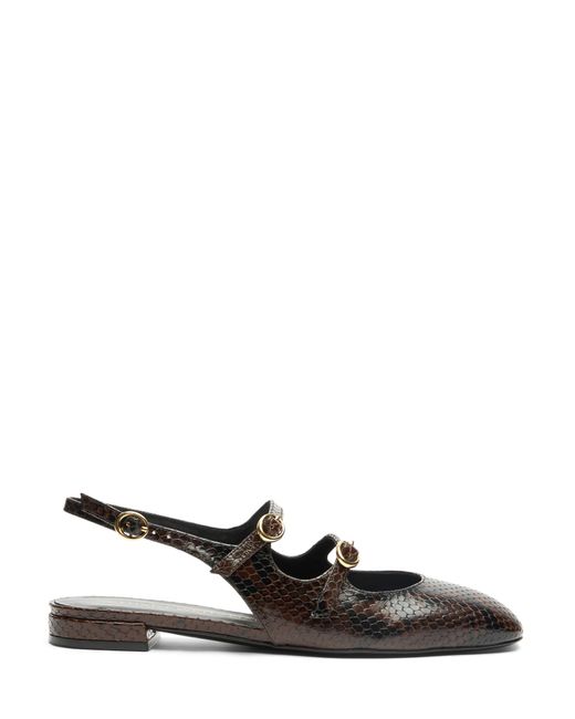 Stuart Weitzman Black Benni Mj Slingback, Loafer Und Flache Schuhe, , Mini Printed Python