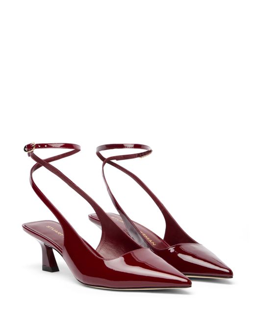 Stuart Weitzman Red Vinnie 50 Strap Pump