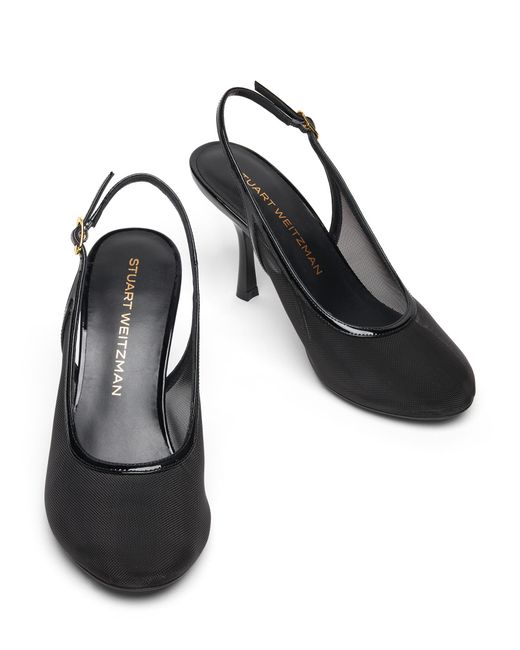 Stuart Weitzman Black Bareitall Slingback 85