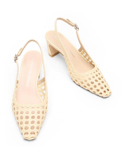 Stuart Weitzman Natural Stassi Woven Slingback 50