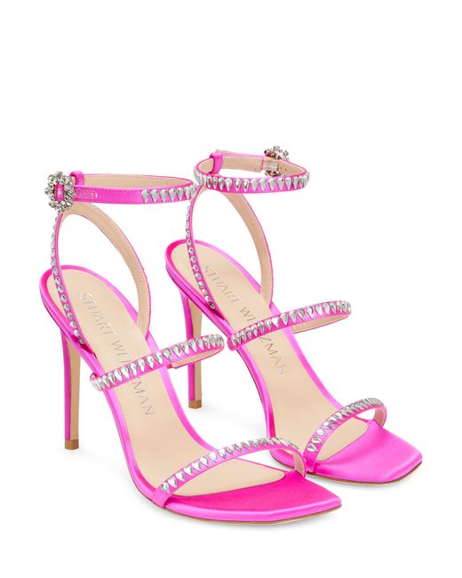 Stuart Weitzman Pink Gemcut 100 Strappy Sandal