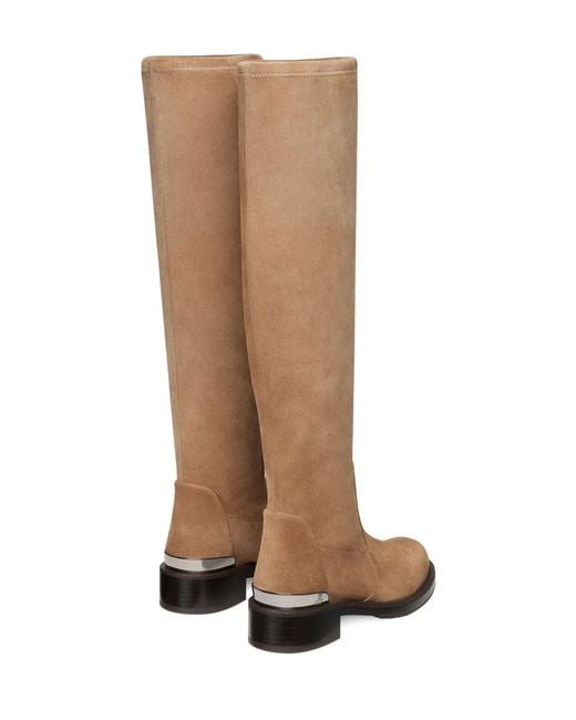 Stuart Weitzman Brown , Mercer Bold Sw Logo Slouch Boot, Boots And Booties,