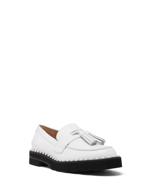 Stuart Weitzman White Mila Lift Pearl Loafer