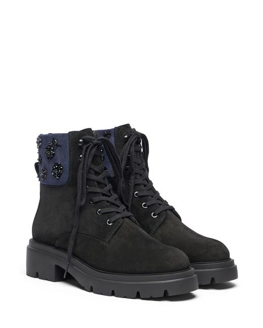 Stuart Weitzman Black Hudson Lace-Up Bootie