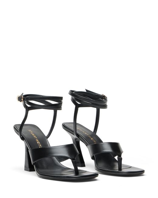 Stuart Weitzman Black Vinnie Wrap Thong 85