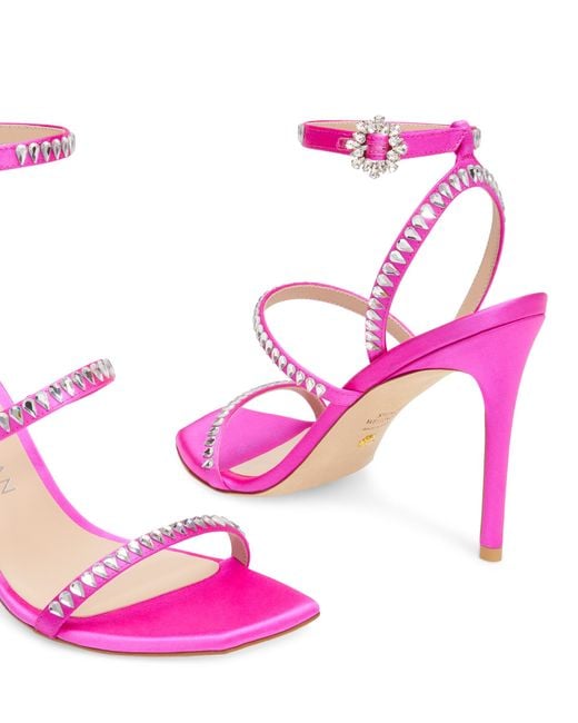 Stuart Weitzman Pink Gemcut 100 Strappy Sandal