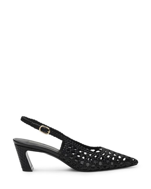 Stuart Weitzman Black Stassi Woven Slingback 50