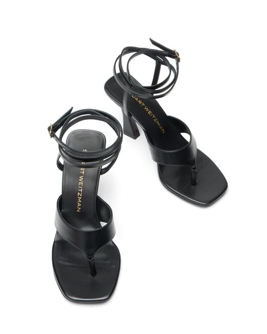Stuart Weitzman Black Vinnie Wrap Thong 85