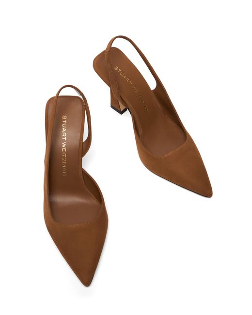 Stuart Weitzman Brown Vinnie 85 Dorsay Slingback