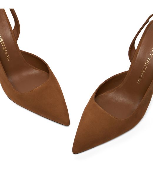 Stuart Weitzman Brown Vinnie 85 Dorsay Slingback