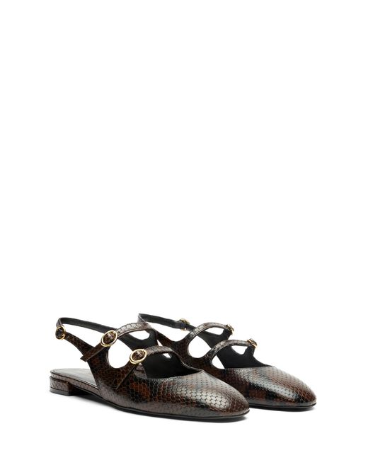 Stuart Weitzman Black Benni Mj Slingback, Loafer Und Flache Schuhe, , Mini Printed Python