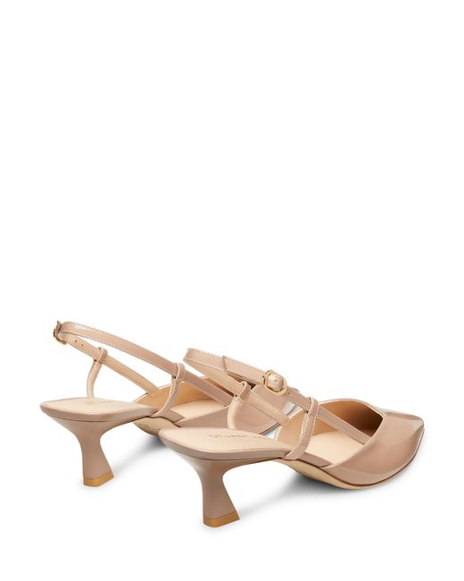 Stuart Weitzman Natural Pointed-Toe Patent Slingback Pumps