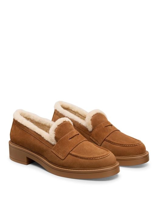 Stuart Weitzman Brown Celia Lite Shearling Loafer