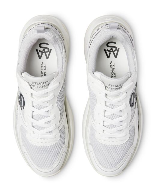 Stuart Weitzman White Sw Trainer, Sneakers, , Mesh/Calf Leather