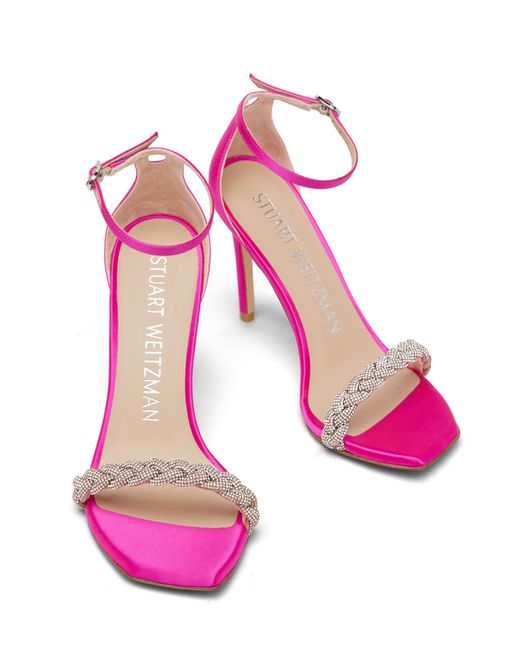 Stuart Weitzman Pink Nudistcurve 100 Highshine Sandal