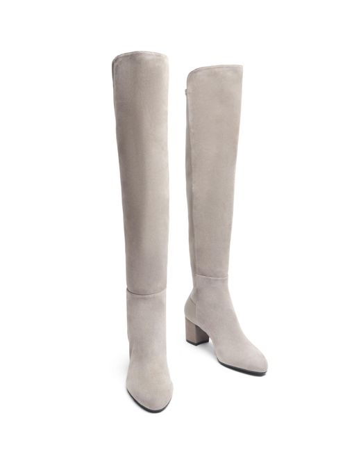 Stuart Weitzman Gray 5050 Yuliana Boot, Boots And Booties, , Suede/Stretch Gabardine