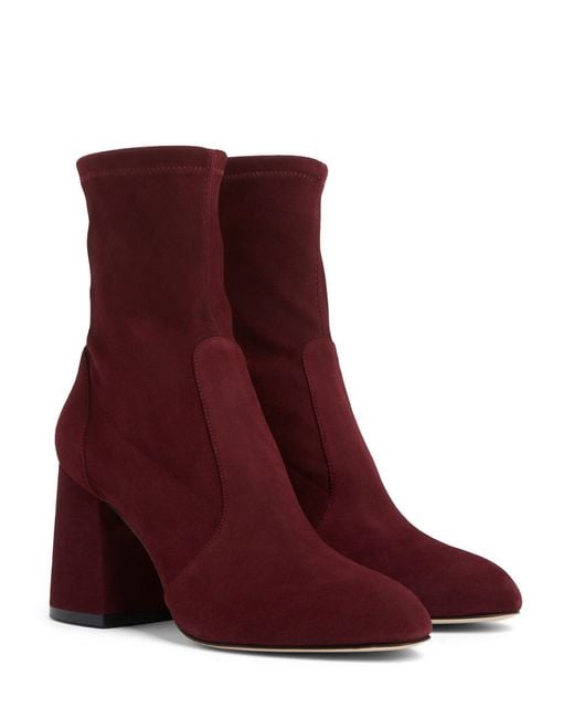Stuart Weitzman Flareblock 85 Stretch Bootie Booties in Red