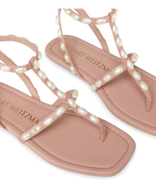 Stuart Weitzman Pink , Pearlita Flat Sandal, Sandals,